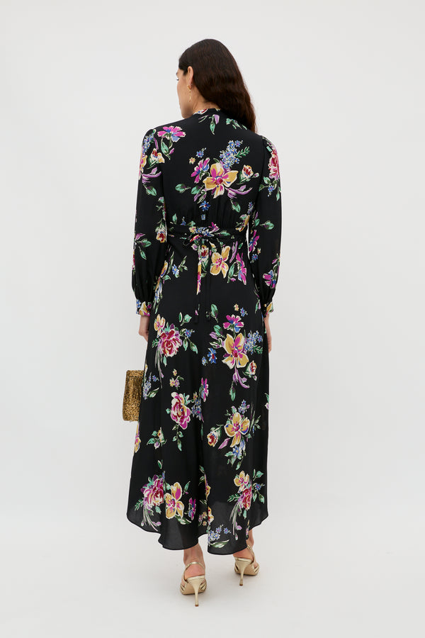 Rixo Trula Midi Dress Vintage Bloom Black