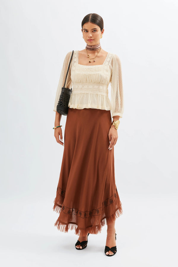 Rixo Tyla Tulle Top Vintage Cream