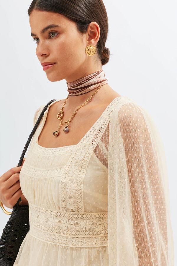 Rixo Tyla Tulle Top Vintage Cream