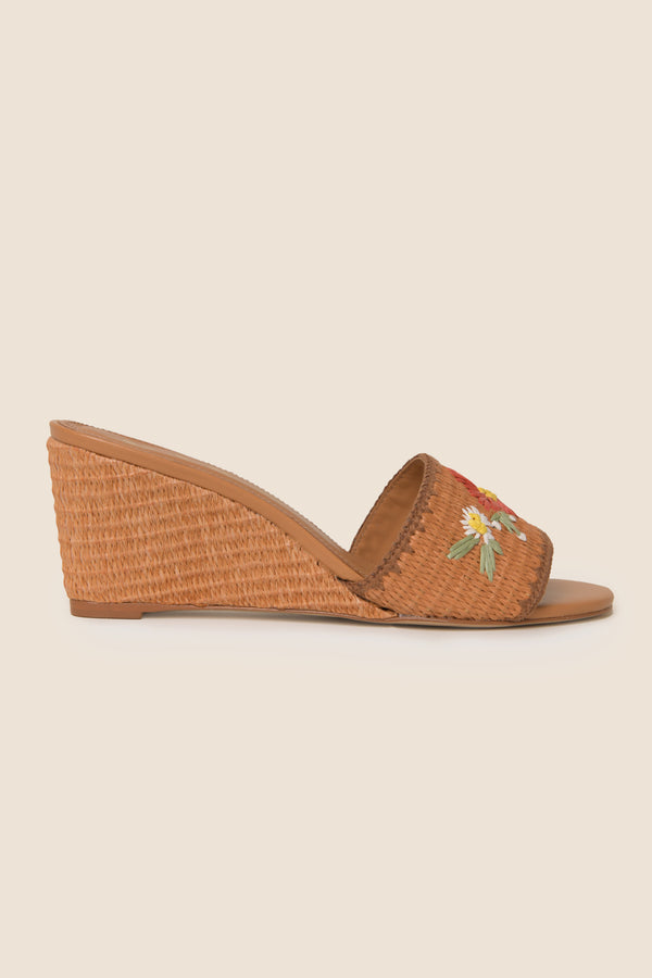 rixo Vardi Raffia Wedges Cinnamon