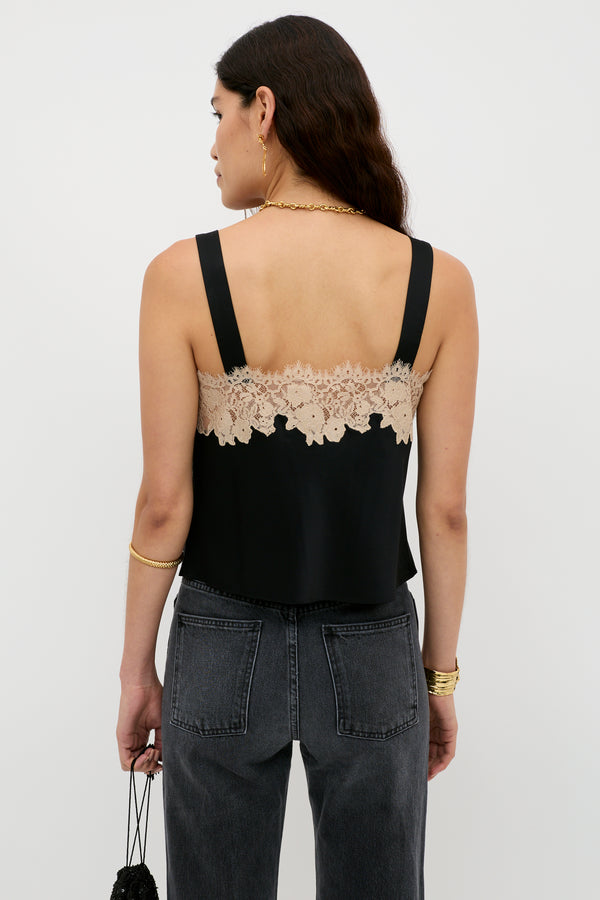 Rixo Vyonne Satin Top Black