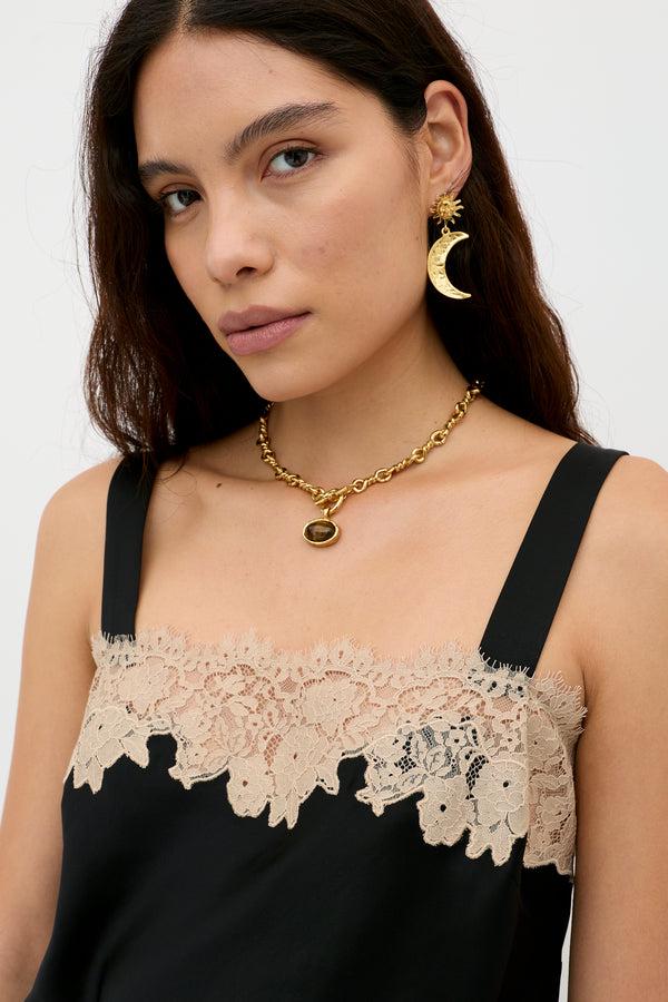 Rixo Vyonne Satin Top Black