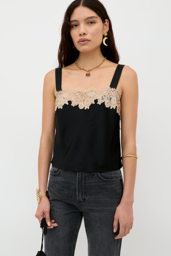 rixo Vyonne Satin Top Black