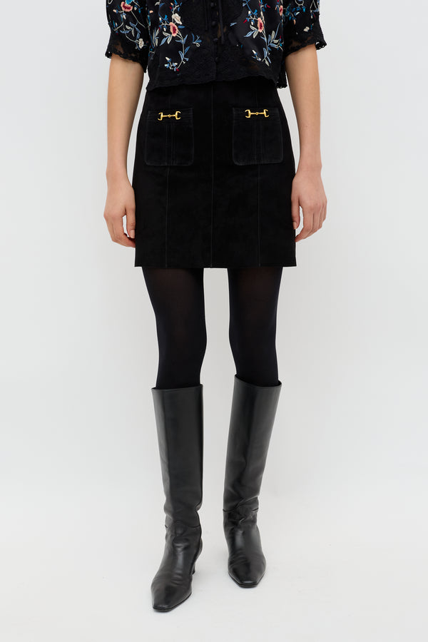rixo Wiley Suede Mini Skirt Black