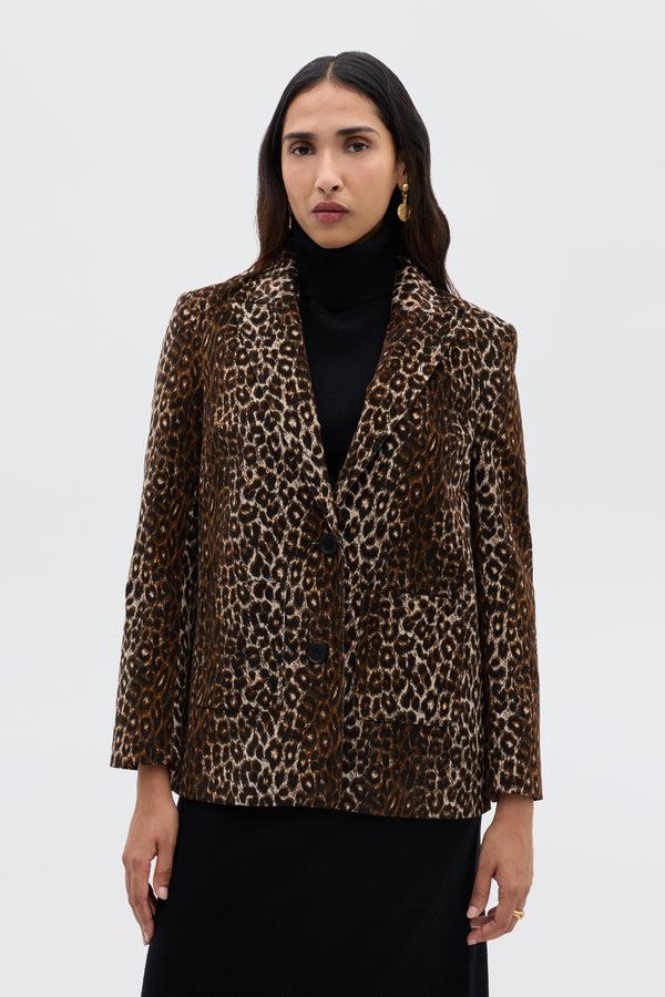 Rixo Xander Jacket Lyra Leopard Black