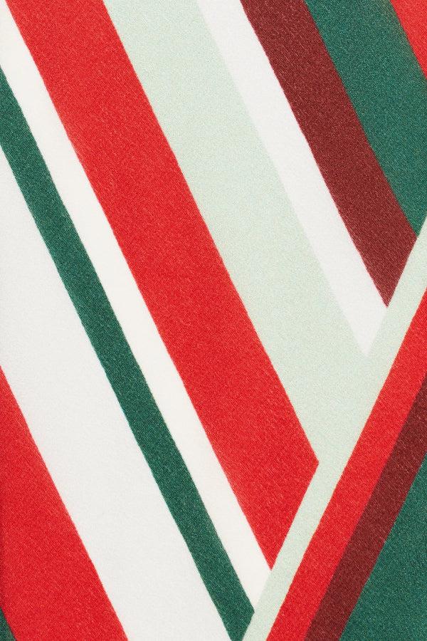 Rixo Yelina Silk Scarf Gigi Stripe Green