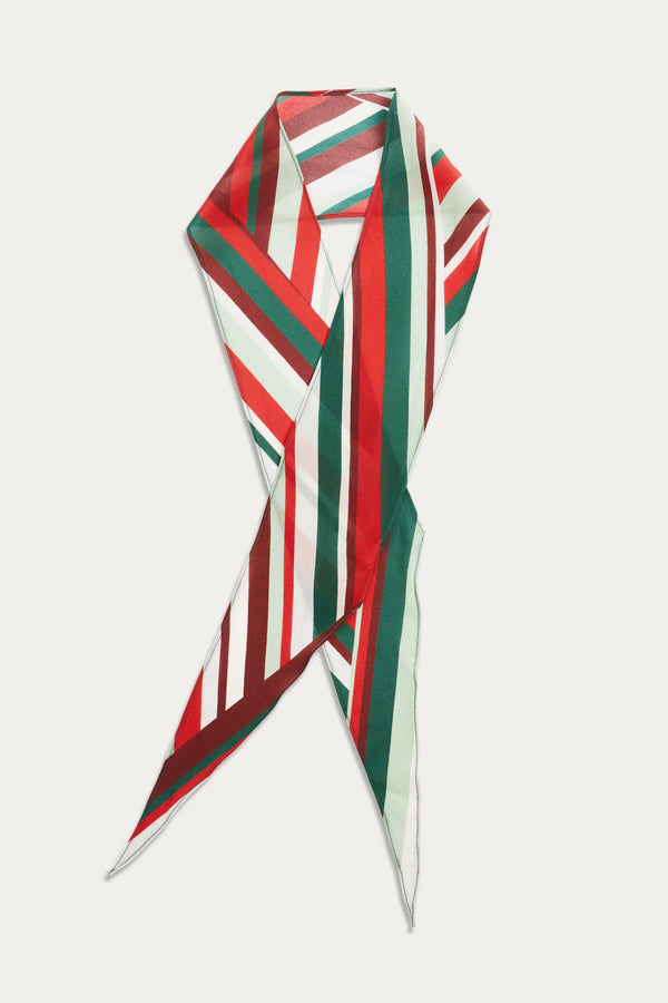 rixo Yelina Silk Scarf Gigi Stripe Green