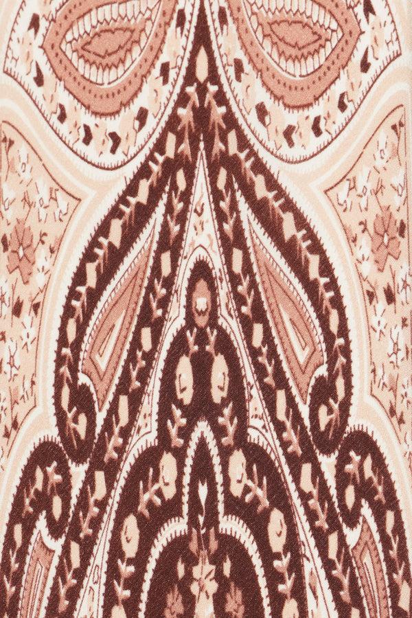 Rixo Yelina Silk Scarf Paisley Flora Brown