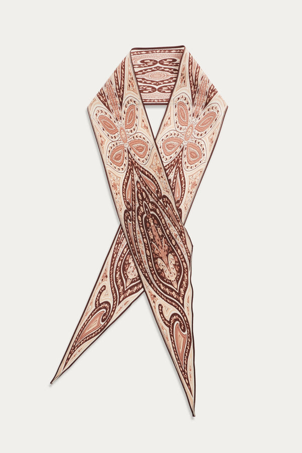 rixo Yelina Silk Scarf Paisley Flora Brown