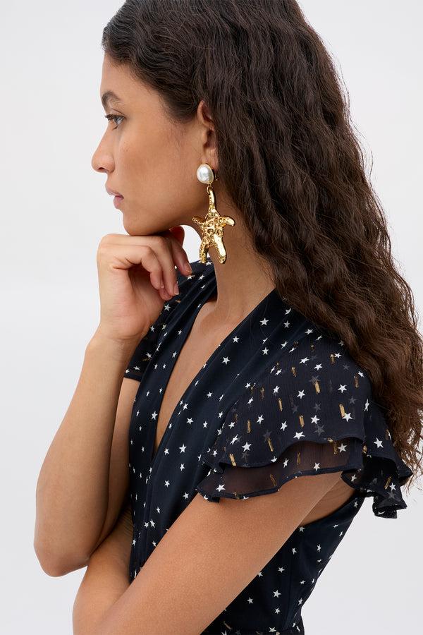 Rixo Zeina Earrings Gold