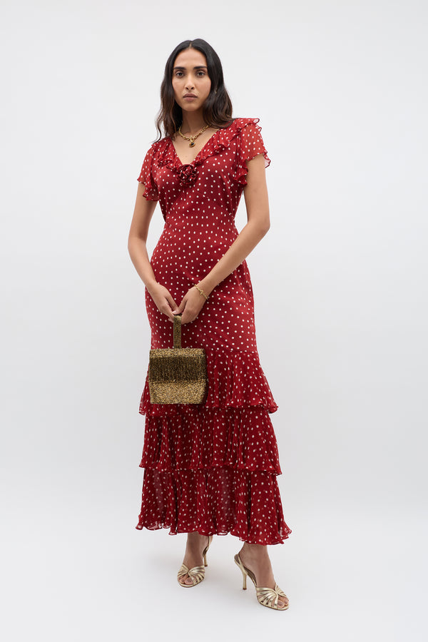 Rixo Zenni Beaded Bucket Bag Gold