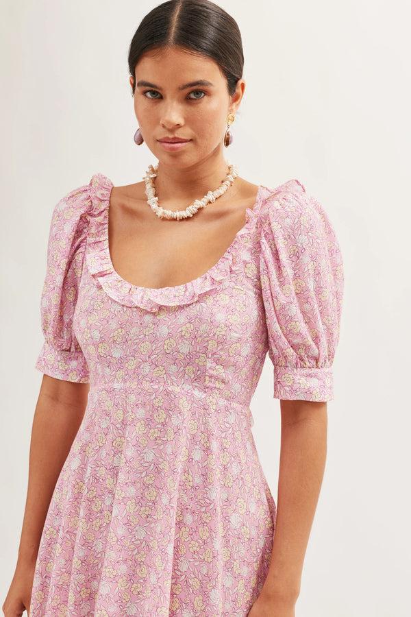 Rixo Sorana Cotton-Blend Midi Dress Shell Pansy Blush