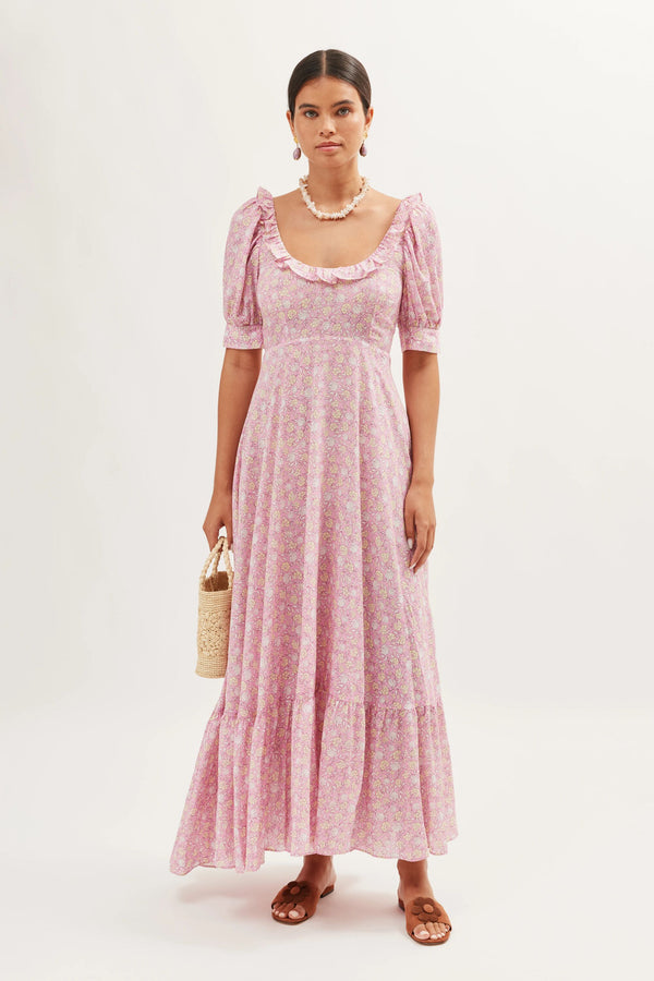 rixo Sorana Cotton-Blend Midi Dress Shell Pansy Blush