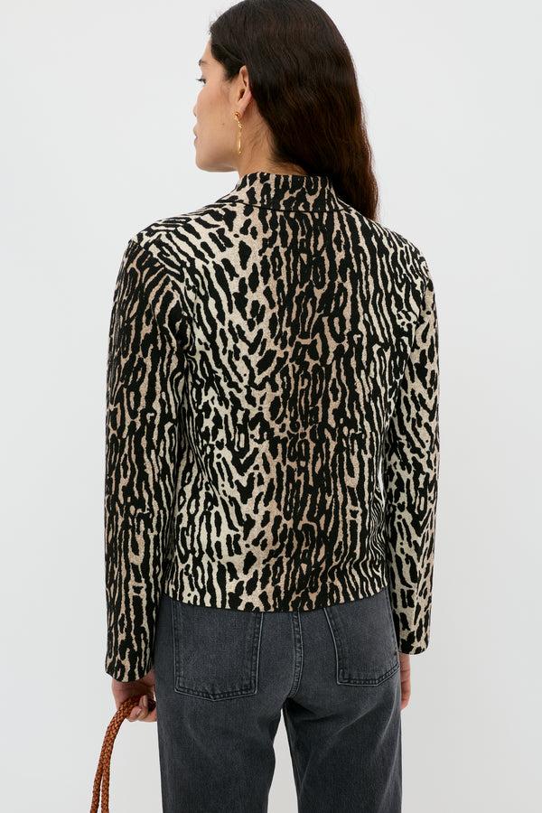 Rixo Trista Jacquard Cardigan Bohemia Leopard Brown