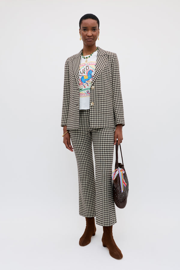 Rixo Xander Cotton-Blend Jacket Italian Check Yarn Dyed Brown