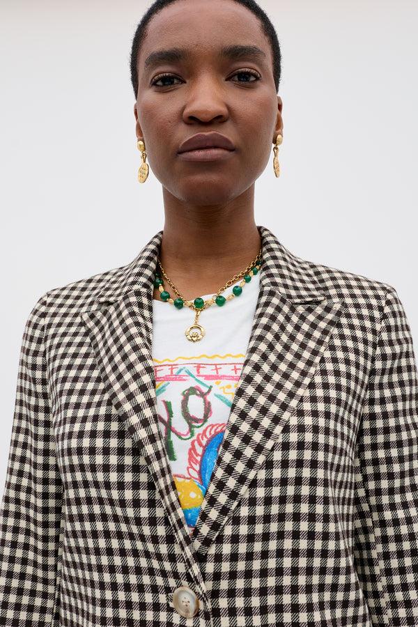 Rixo Xander Cotton-Blend Jacket Italian Check Yarn Dyed Brown