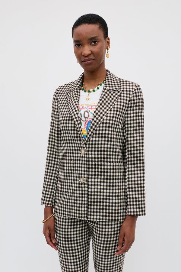 rixo Xander Cotton-Blend Jacket Italian Check Yarn Dyed Brown