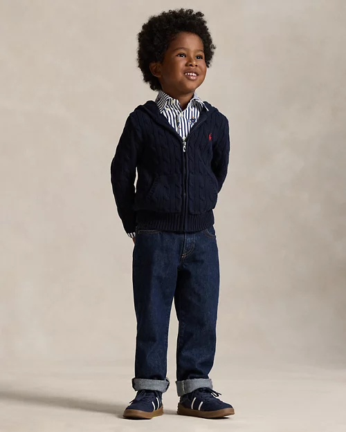 Rlx Ralph Lauren Cable Cotton Hooded Full-Zip Sweater