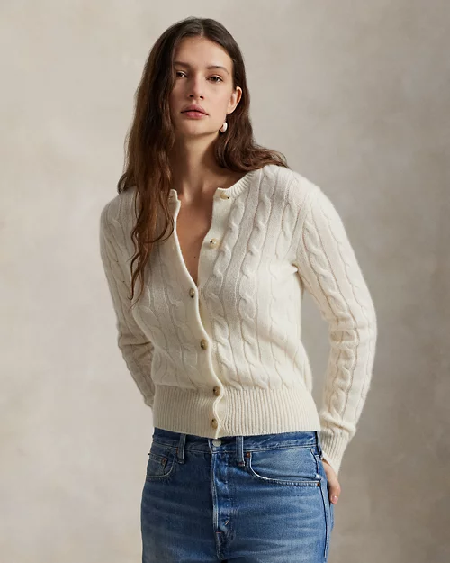 Rlx Ralph Lauren Cable-Knit Cashmere Crewneck Cardigan