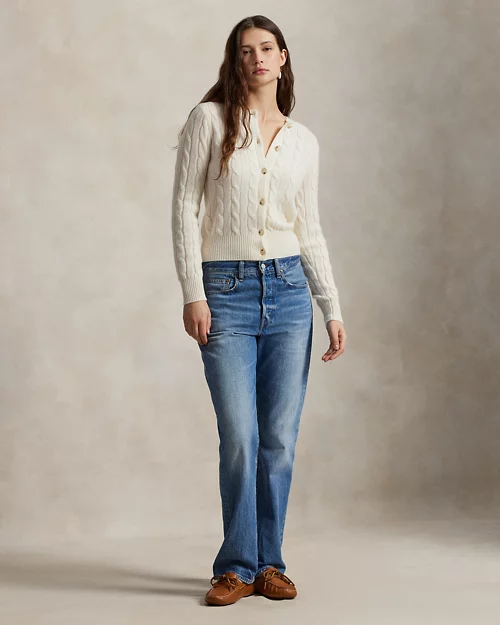 Rlx Ralph Lauren Cable-Knit Cashmere Crewneck Cardigan