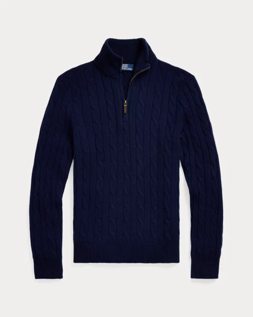 Rlx Ralph Lauren Cable-Knit Cashmere Quarter-Zip Sweater