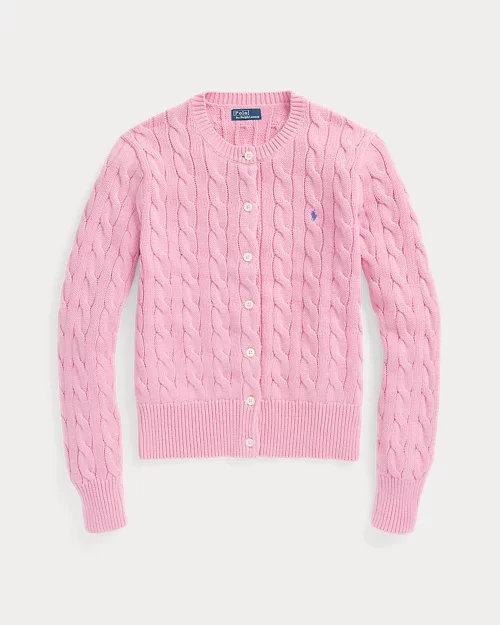 Rlx Ralph Lauren Cable-Knit Cotton Crewneck Cardigan