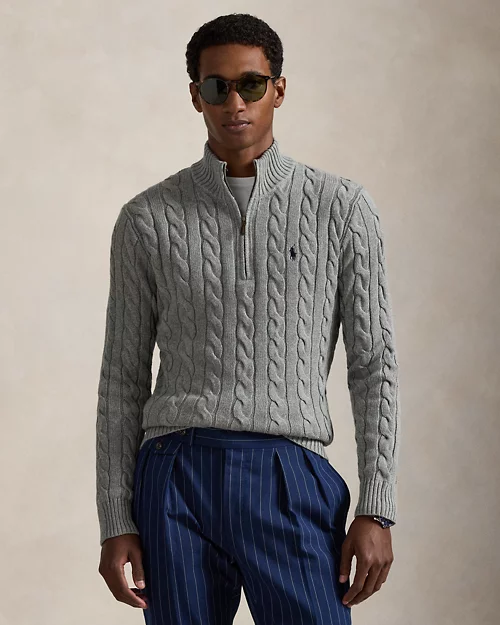 Rlx Ralph Lauren Cable-Knit Cotton Quarter-Zip Sweater