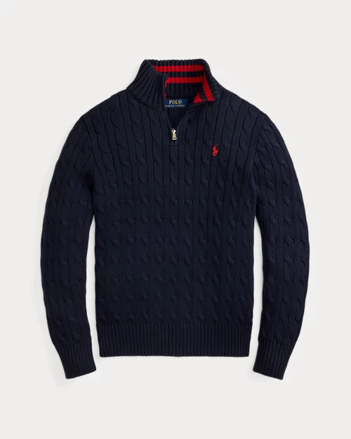 Rlx Ralph Lauren Cable-Knit Cotton Quarter-Zip Sweater