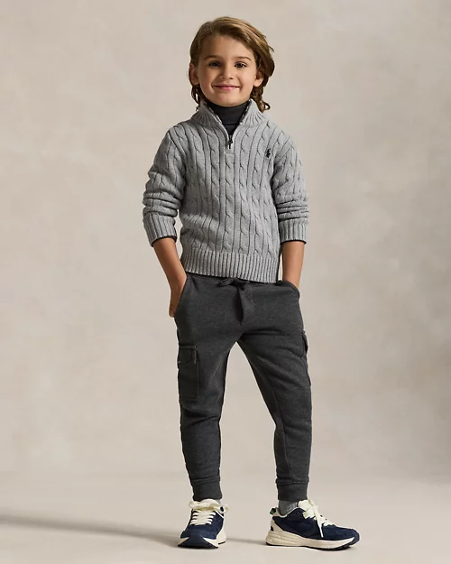 Rlx Ralph Lauren Cable-Knit Cotton Quarter-Zip Sweater