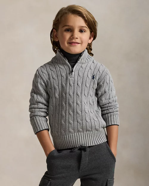 rlx ralph lauren Cable-Knit Cotton Quarter-Zip Sweater