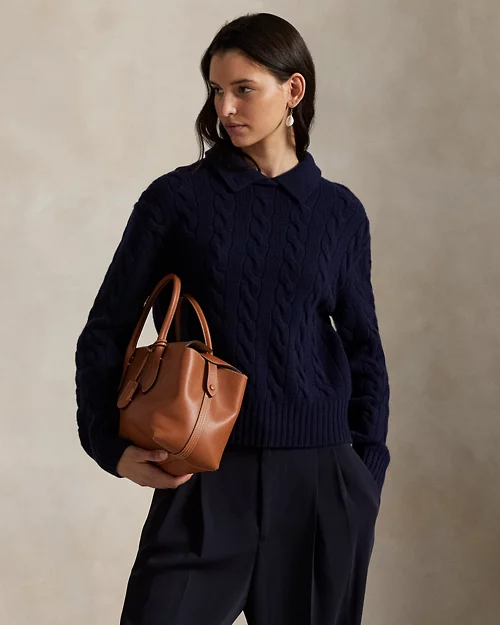 Rlx Ralph Lauren Cable-Knit Wool-Cashmere Polo Sweater