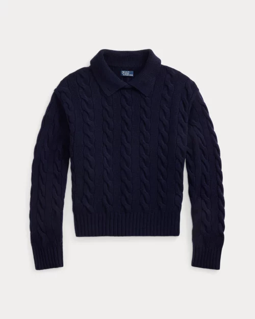 Rlx Ralph Lauren Cable-Knit Wool-Cashmere Polo Sweater