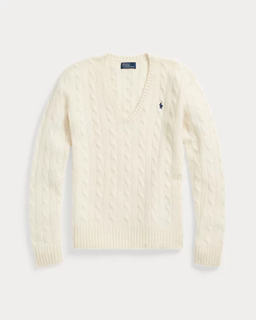 Rlx Ralph Lauren Cable-Knit Wool-Cashmere V-Neck Sweater