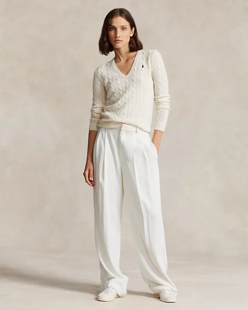 Rlx Ralph Lauren Cable-Knit Wool-Cashmere V-Neck Sweater