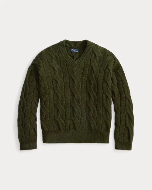 Rlx Ralph Lauren Cable-Knit Wool-Cashmere V-Neck Sweater