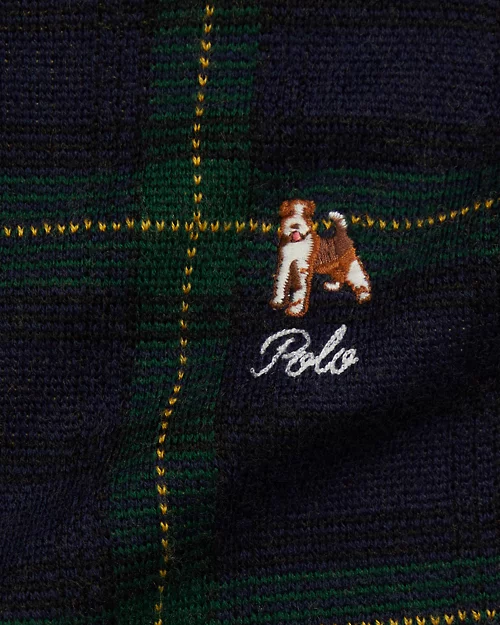 Rlx Ralph Lauren Embroidered Plaid Merino Wool Dress