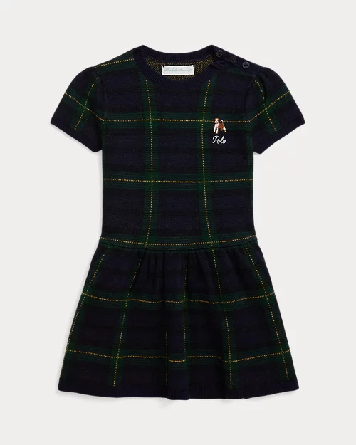 rlx ralph lauren Embroidered Plaid Merino Wool Dress