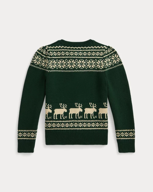 Rlx Ralph Lauren Fair Isle Reindeer Cotton-Blend Cardigan