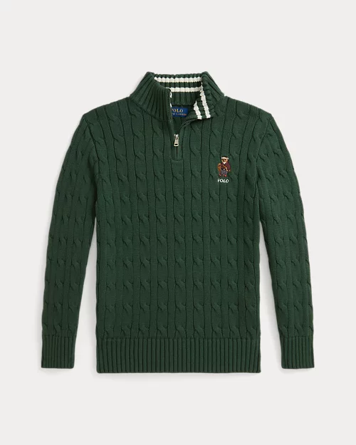 rlx ralph lauren Polo Bear Cable-Knit Cotton Sweater
