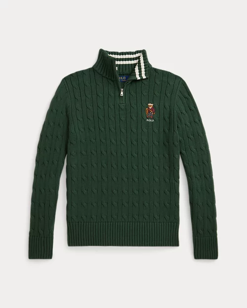 rlx ralph lauren Polo Bear Cable-Knit Cotton Sweater