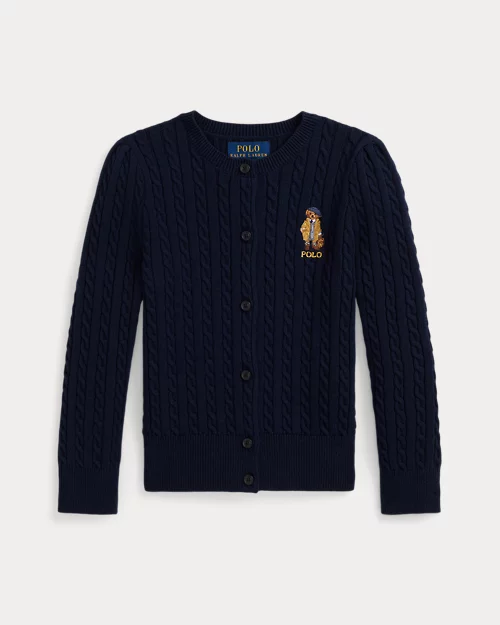 rlx ralph lauren Polo Bear Mini-Cable Cotton Cardigan