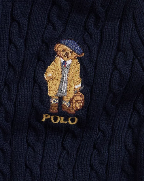 Rlx Ralph Lauren Polo Bear Mini-Cable Cotton Cardigan
