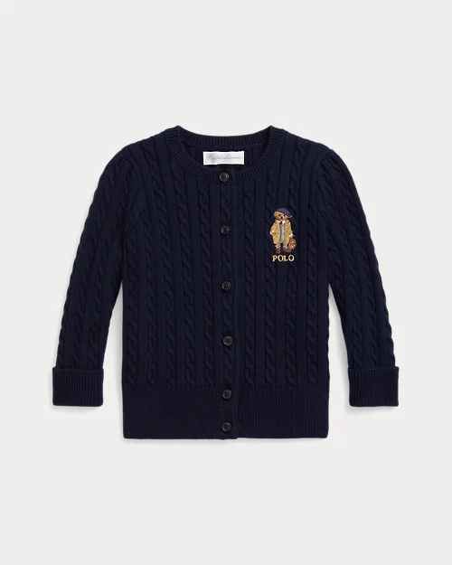 rlx ralph lauren Polo Bear Mini-Cable Cotton Cardigan