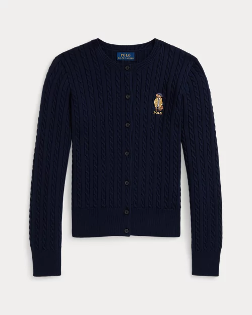 rlx ralph lauren Polo Bear Mini-Cable Cotton Cardigan