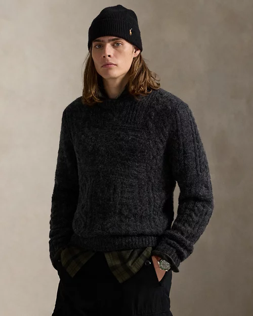 Rlx Ralph Lauren Aran-Knit Flag Wool-Blend Sweater