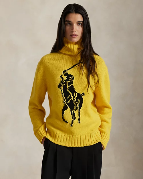 Rlx Ralph Lauren Big Pony Wool Turtleneck Sweater