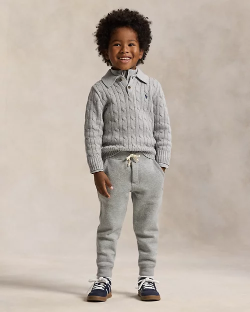 Rlx Ralph Lauren Cable-Knit Cotton Polo Sweater