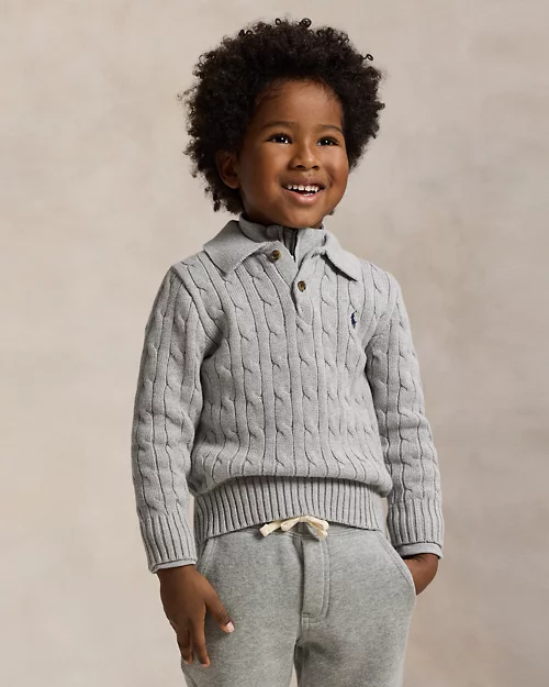 rlx ralph lauren Cable-Knit Cotton Polo Sweater