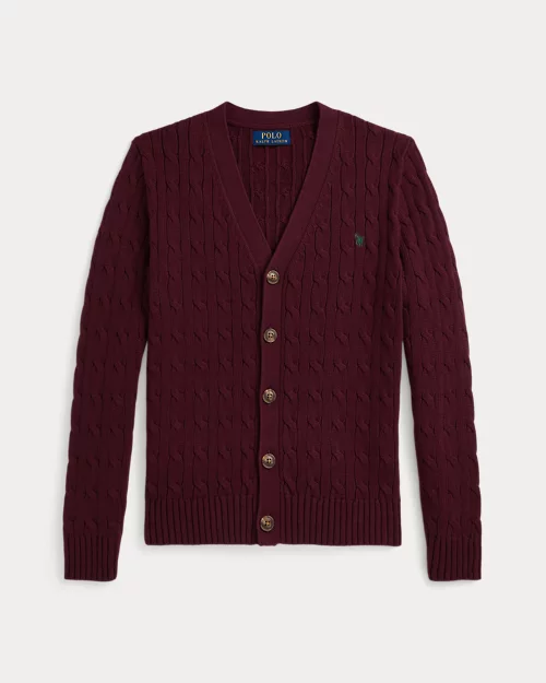 Rlx Ralph Lauren Cable-Knit Cotton V-Neck Cardigan