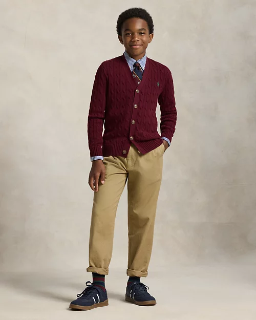 Rlx Ralph Lauren Cable-Knit Cotton V-Neck Cardigan